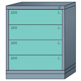 Mid-Range Standard Cabinet with 4 Drawers: 30" W x 28 1/4" D x 37 3/16" H