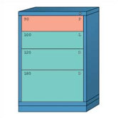 Counter High Standard Cabinet with 4 Drawers: 30" W x 28 1/4" D x 44 1/4" H