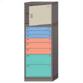 Combination Eye-Level Cabinet with 8 Drawers and Door: 30" W x 28 1/4" D x 86" H