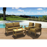 Amazonia Teak San Marcos 4 Piece Deep Seating Group with Cushion