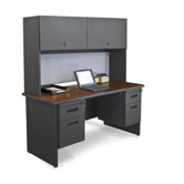 Pronto 60" Double File Computer Desk Credenza with Flipper Door Cabinet
