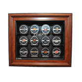 NHL Twelve Puck Cabinet Style Display Case in Brown
