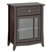 Elegance Hall Console with1 Glas Door, 1 Drawer and 1 Adjustable Shelf in Espresso