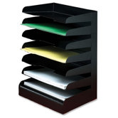 Desktop Organizer, 7 Tier, Letter, Horizontal, Black