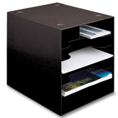 Stationery Organizer, 1-3/8" Between Shelves, 9"x11"x9-5/8", Black