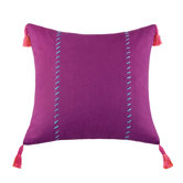 Mayan Geo Square Pillow in Boysenberry with Tassels