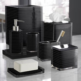 Mar-A-Lago Stripe Bath Accessory Collection in Black