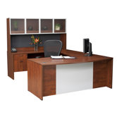 Deluxe Bow-Front U Executive Desk with Hutch