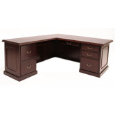 Prestige Traditional Veneer Executive Double Pedestal L Desk
