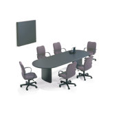 72" Wide Fluted T-Mold Oval Top Conference Table with Plinth Curve Base