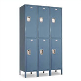 Vanguard Lockers - Double Tier - 3 Sections (Assembled) with optional Slope Top Kit, Front and End Bases - Recessed Handle