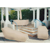Tron-weve 48" Round Table & High Back Chair Cover w/ Umbrella Hole