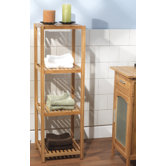 Four Tier Vertical Bamboo Shelf in Natural