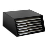 1000 Series Classic Leather Letter-Size Six-Tray File Sorter in Black