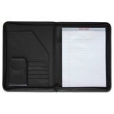 Leather Portfolios Top-Grain Deluxe Zip-Around Padfolio in Black