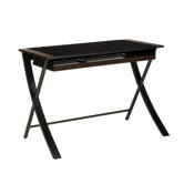 Corvus Computer Desk with Black Glass