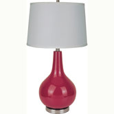 Ceramic Gourd-Shaped Table Lamp in Rose Red