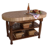 American Heritage Harvest Kitchen Island with Butcher Block Top