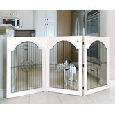 Universal Free-Standing Wood and Wire Pet Gate in White