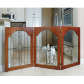 Universal Free-Standing Wood and Wire Pet Gate in Cherry