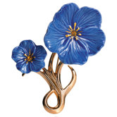Blue Flax Flower Gold Brooch