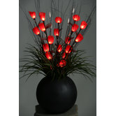 Lighted Tulips in Resin Ball Planter