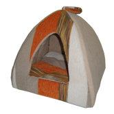 Striped Tent Pet Bed in Orange