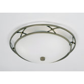 Three Light Modern Flush Mount in Antique Brass