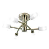 Six Light Flush Mount Ceiling Light in Antique Brass
