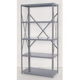 Industrial Clip Open Shelving: Beaded Post Units with 5 Shelf Frames - Starter Unit