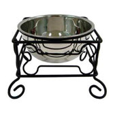 Wrought Iron Stand with Single Stainless Steel Bowl