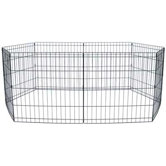 8 Panel Animal Play Pen with Door in Black