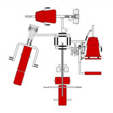 Multi-Station Commercial 4 Stack Gym with Leg Press