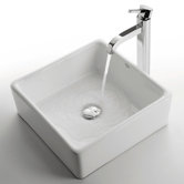 Ceramic 5" x 15" Square Sink in White with Ramus Single Lever Faucet