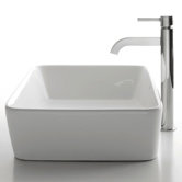 Ceramic 5" x 15" White Rectangular Sink and Ramus Single Lever Faucet