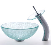 Broken Glass 14" Vessel Sink and Waterfall Faucet