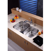 32" Undermount 60/40 Double Bowl Kitchen Sink with 11" Faucet and Soap Dispenser