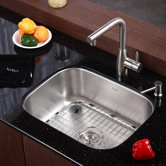 Stainless Steel Undermount 23" Single Bowl Kitchen Sink with 13.25" Kitchen Faucet and Soap Dispenser