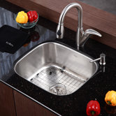 Stainless Steel Undermount 20" Single Bowl Kitchen Sink with 14.5" Kitchen Faucet and Soap Dispenser
