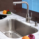 Stainless Steel Undermount 30" Single Bowl Kitchen Sink with 13.25" Kitchen Faucet and Soap Dispenser