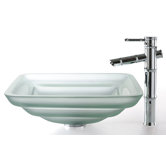 Square Frosted Oceania Glass Sink and Bamboo Faucet