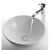 Ceramic 6" x 15.7" Round Sink in White with Ramus Single Lever Faucet