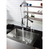 Three Handle Single Hole Bar Faucet with Soap Dispenser and Pull Out Sprayer