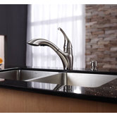 One Handle Single Hole Pull Out Kitchen Faucet with Soap Dispenser