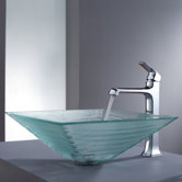 Clear Alexandrite Glass Vessel Sink and Decorum Faucet