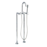Contemporary Double Handle Floor Mount Clawfoot Tub Faucet Cross Handle