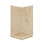 Basic Pivot Door Front and Left Threshold Shower Base and Shower Wall