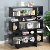 Celio Three-Tier Bookcase / Display Cabinet in Black