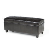 Luton Bi Cast Leather and Solid Wood Bedroom Storage Ottoman