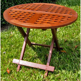 Acacia Patio Checkerboard Round Folding Side Table